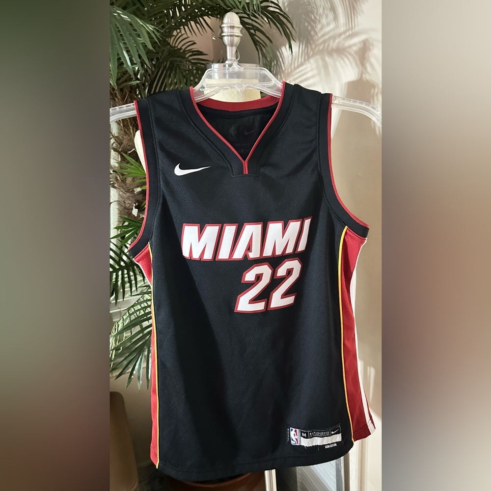 Nike Black Miami Heat #22 Basketball Jersey with Red and Yellow Accents